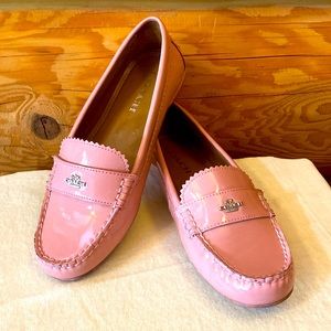 Coach women’s pink patent leather loafers, size 8